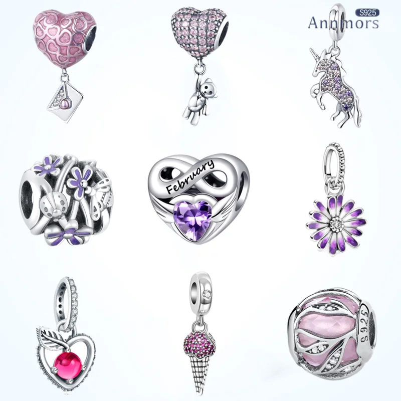 

Ювелирные изделия в форме сердца с фиолетовым воздушным шаром, подходят для оригинального браслета, подвески, Женские Ювелирные изделия, бу...