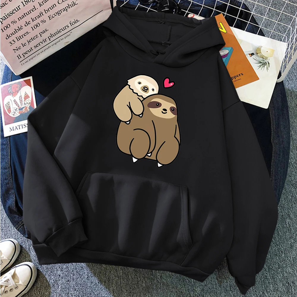 

Women'S/Men'S Street Style Hooded Net Sweatshirt Winter Loose Cute Casual Jumper Jacket Sloth Print Hoodie Sweatshirt Clothing