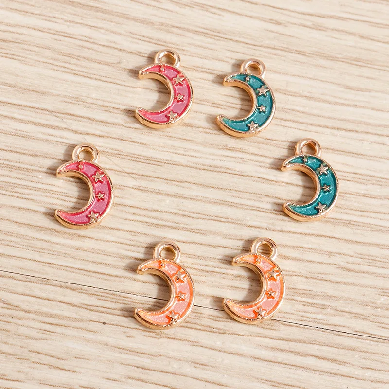 

10 pieces/bag of alloy drop oil moon star crescent necklace accessories key chain DIY pendant wholesale