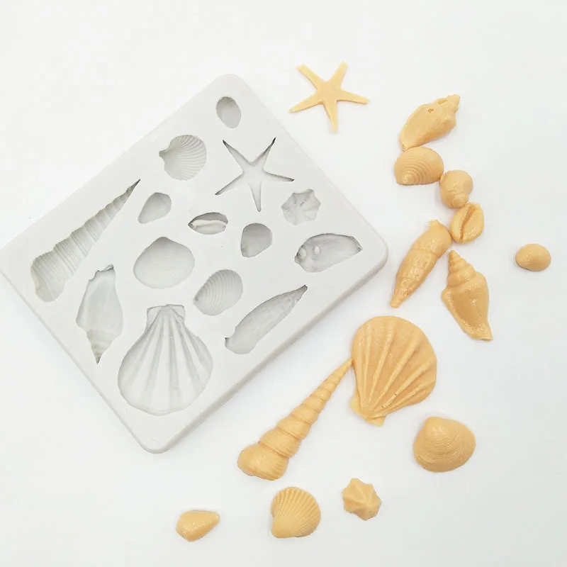 

3D Marine Shell Conch Shape Silicone Mold DIY Sea Snail Starfish Fondant Jelly Cake Decor Baking Tools Clay Plaster Resin Mould