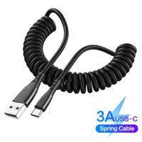 retractable usb type c cable 3a car spring for huawei xiaomi samsung s10 21 oneplus quick charge 4 0 micro usb cord