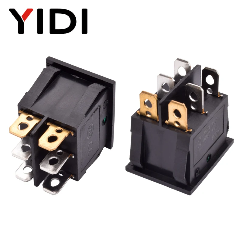 Пластиковый кулисный переключатель KCD6 с подсветкой двойная кнопка лодка 6