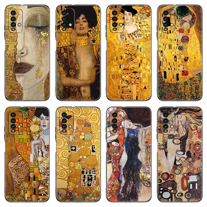 Чехол для телефона Art Gustav Klimt Xiaomi Redmi 7A 8A 9A 10A 9C 10C 9i 10X K20 Note 5 6 Pro 9T Mi A2 8 10 Lite A3 Mix 3 Black Cover