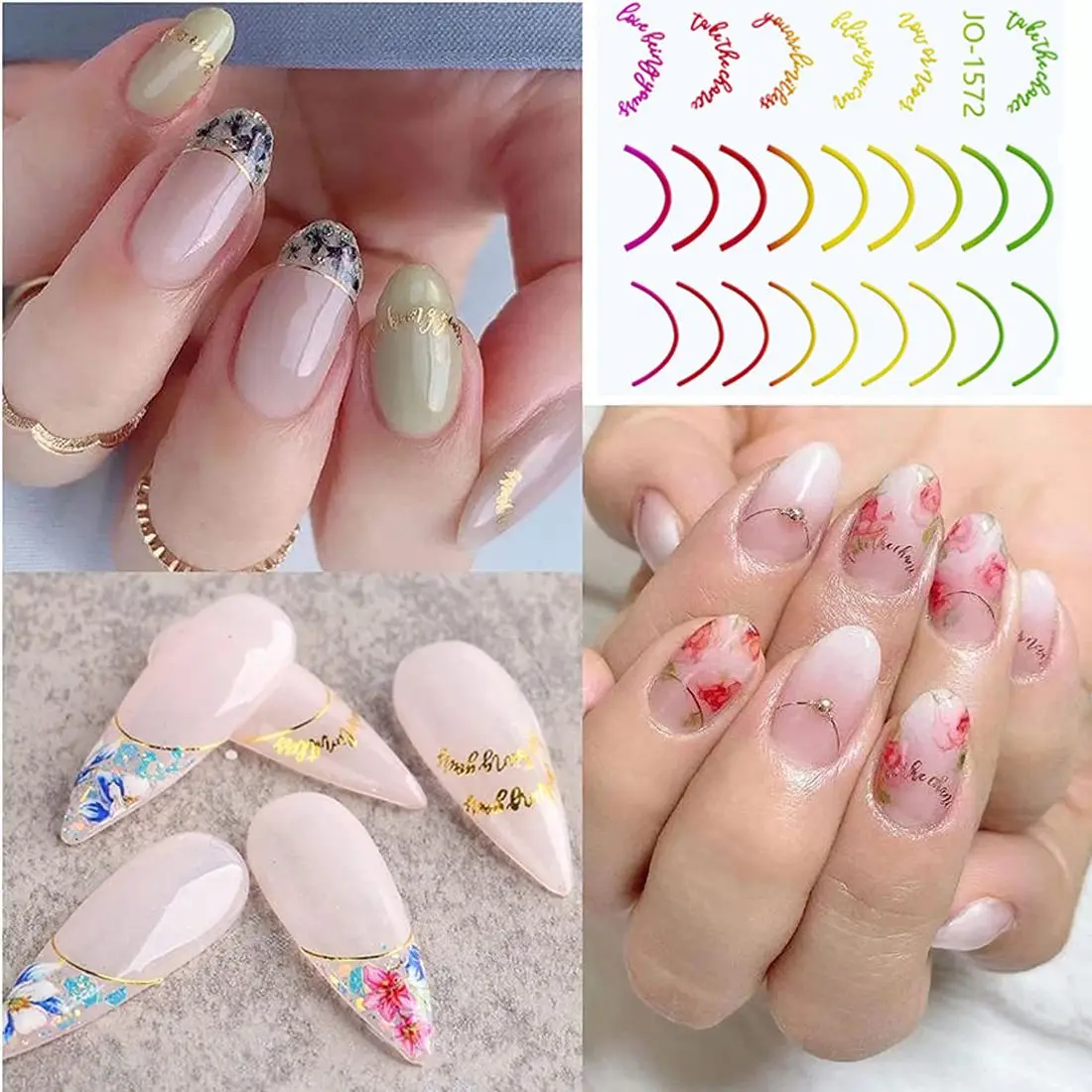 

Simple Multi-color Line Pattern Nail Stickers French Style Stripes Nail Art Stickers High Level Sense Nail Art Appliques