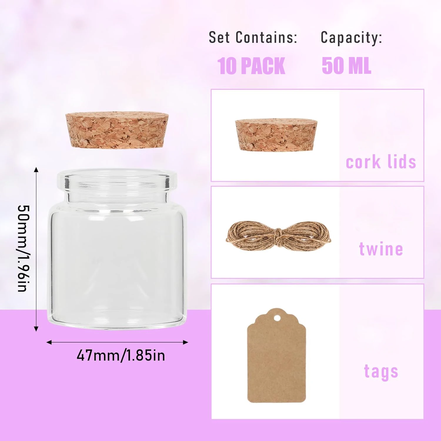 Маленькие стеклянные дневные крышки 50 мл бутылки для таблеток с крышками банки