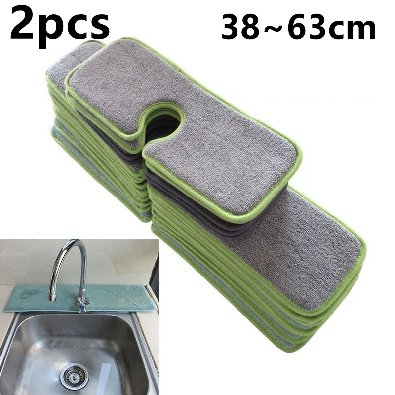 

2pcs Kitchen Faucet Absorbent Mat Sink Splash Guard Microfiber Faucet Splash Catcher Countertop Protector for Bathroom Kitchen