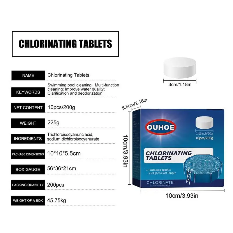 Pool Chlorine Tablets For Protecting Swimming Pool Hot Tub Plunge Pools And Spas Water Multi-Function Effervescent Tablets images - 6