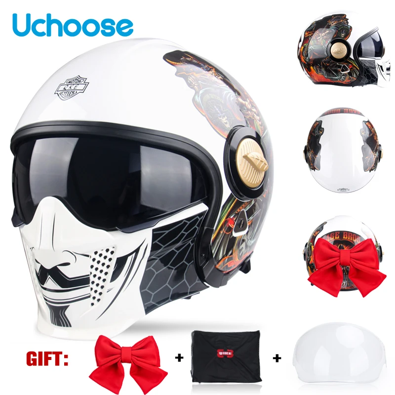 

[3 Gifts] Samurai Combination Helmet Specialshaped Helmet Motorcycle Full Helmet Detachable Half Helmet 4 Helmet Shape Switching