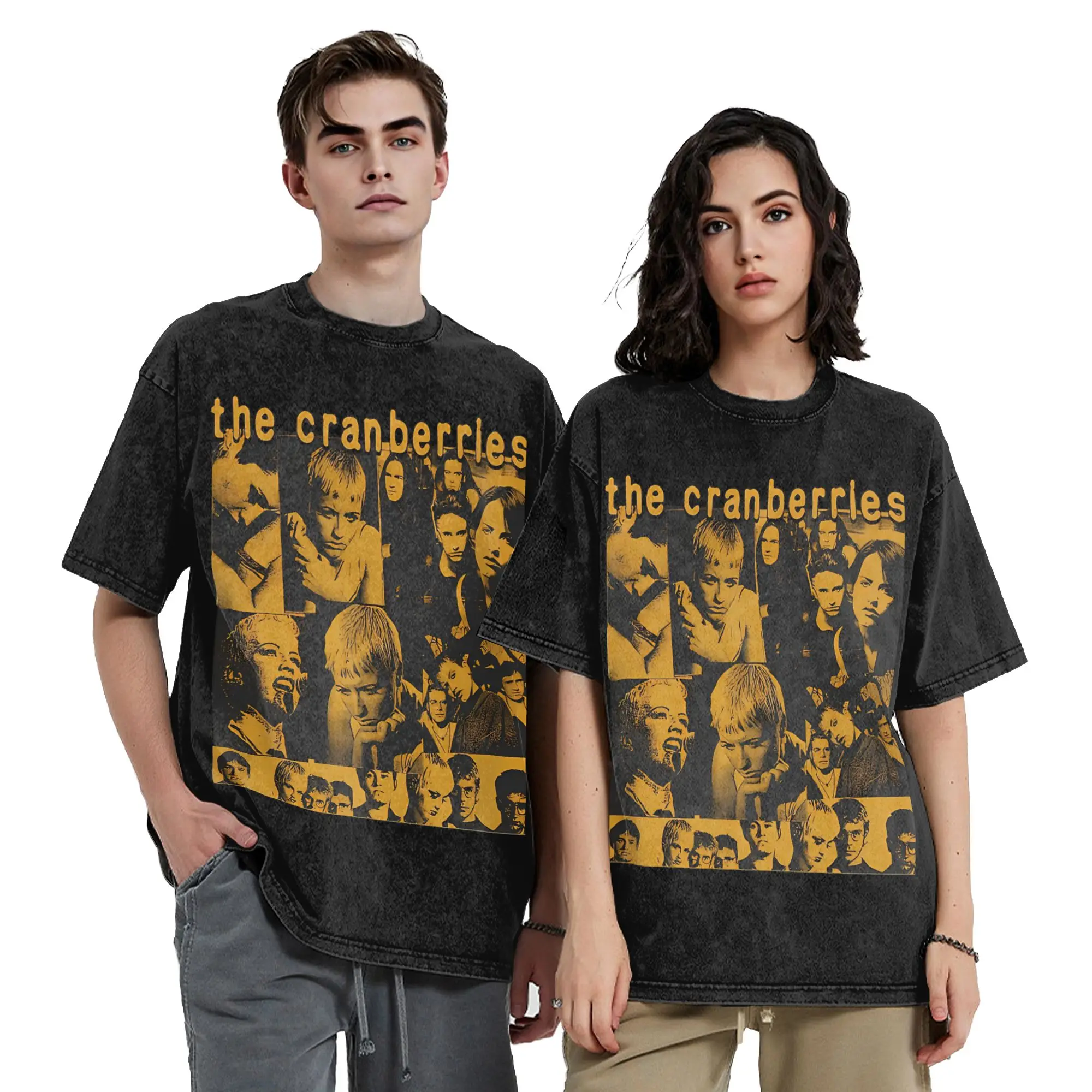 Футболка в стиле хип-хоп с изображением группы The Cranberries, винтажная, с эффектом потертости, для мужчин, хлопковая, с коротким рукавом, круглым вырезом, летняя, топы (art.: 3920db05ca2d1) - 3920db05ca2d1