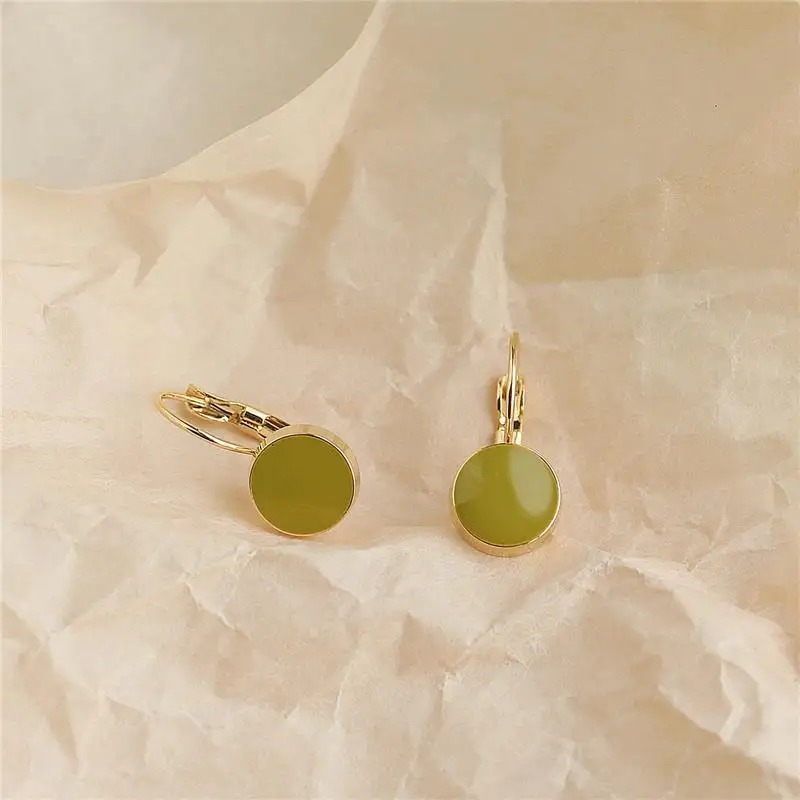 

French Trendy Earrings for Women Delicate Green Round Dangle Earrings Female Elegant Drop Earrings Fashion Jewelry Eardrop