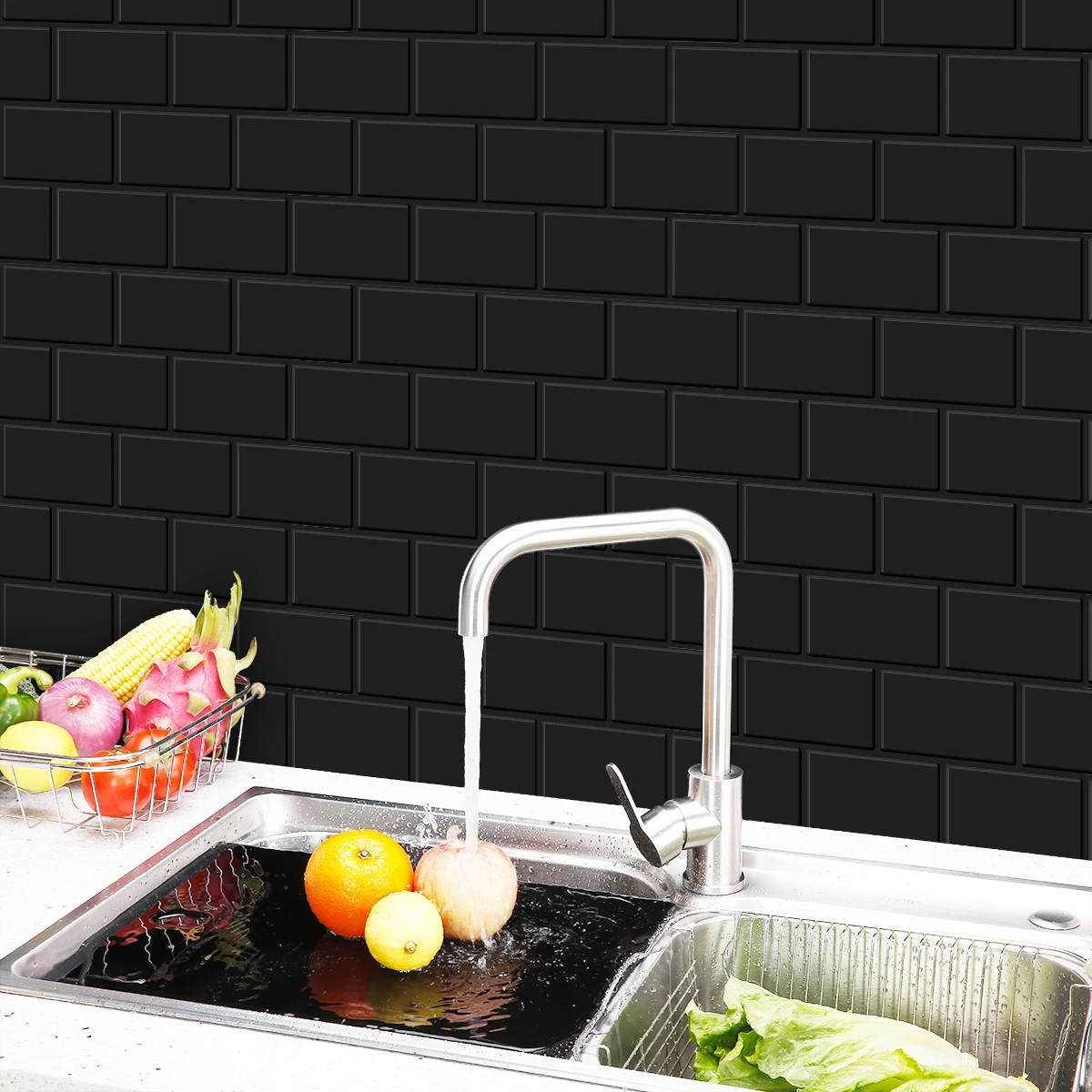 Керамическая плитка из кирпича настенная наклейка черные плитки 3D DIY самоклеящиеся наклейки водонепроницаемые декоративные обои для гостиной.