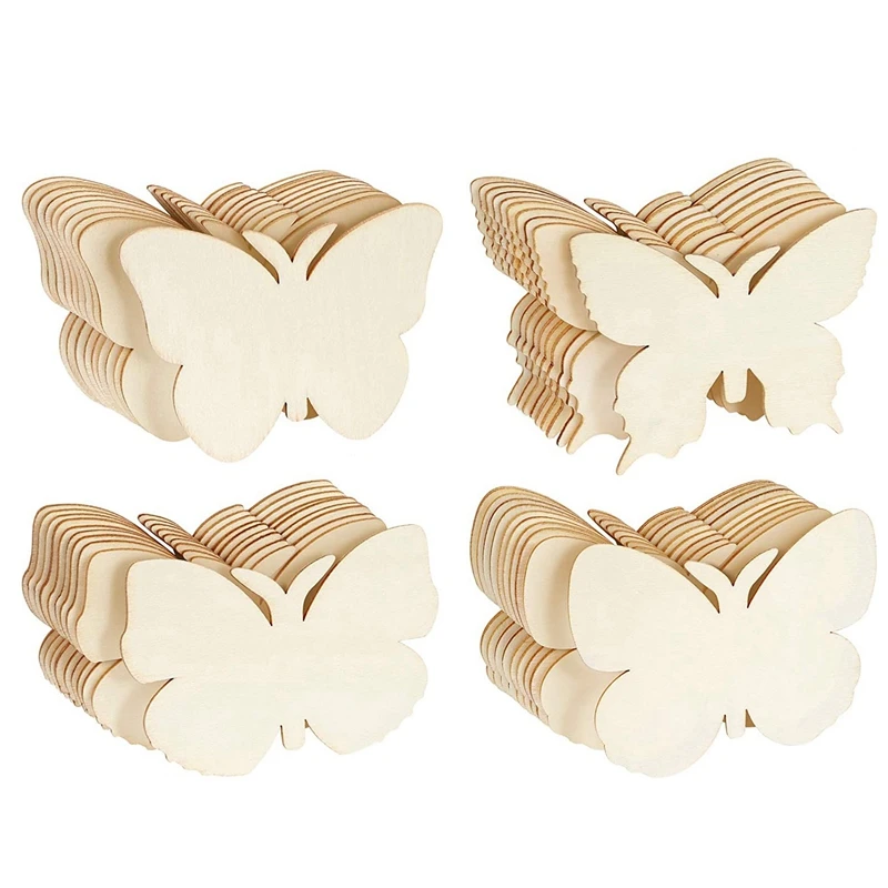 

HOT-40 PCS Blank Unfinished Wooden Butterfly Wood Shapes Crafts For Kid Painting DIY Crafts Home Decoration