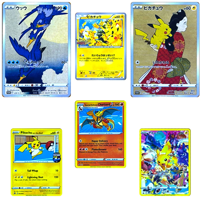 

Diy 8Pcs/set Pokemon Rare Collection Flash Card Pikachu Anime Characters Bronzing Cartoon Toy Card Christmas Gift