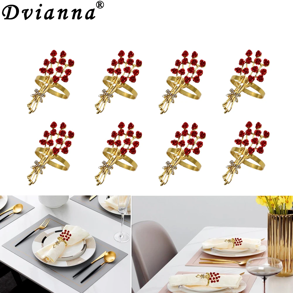

8Pcs Valentine's Day Napkin Rings Holder for Table Decoration Bridal Shower Wedding Banquet Xmas Deco Mariage Deco Noel HWF40