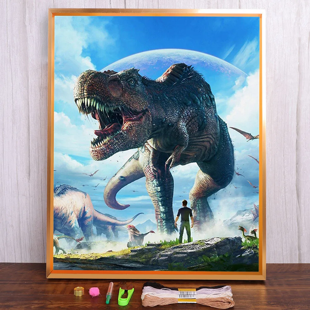 

Холст с рисунком животного динозавра 11CT Вышивка крестом узоры DMC нитки ручная роспись рукоделие ювелирные изделия ручной работы