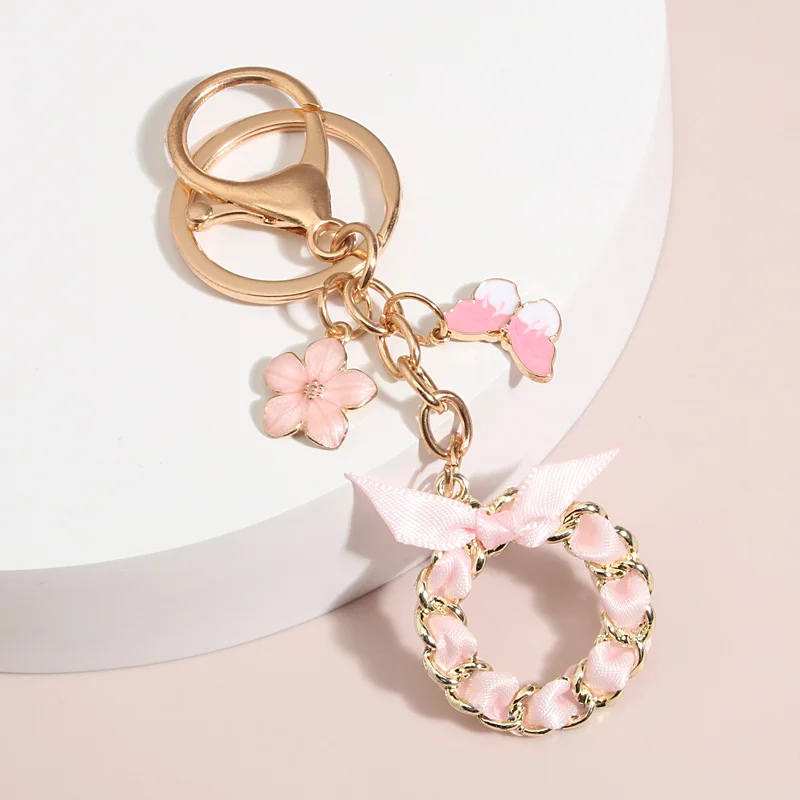 

Cute Enamel Keychain Sakura Flower Butterfly Key Ring Garland Key Chains For Women Girls Handbag Accessorie Sweet Jewelry Gifts