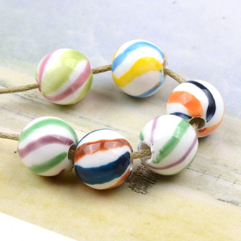 

10mm Geometric Stripe Ceramic Beads for Jewelry Making Round Shape Beads Bracelets Necklace Handmade Jewellery Making Supplies