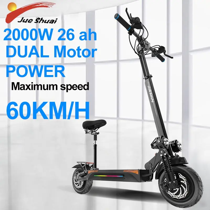 

Электрический скутер 48 В, 2000 Вт, двойной мотор для взрослых с сиденьем 60 км/ч, складной электрический скутер, Диапазон действия 100 км, в наличи...