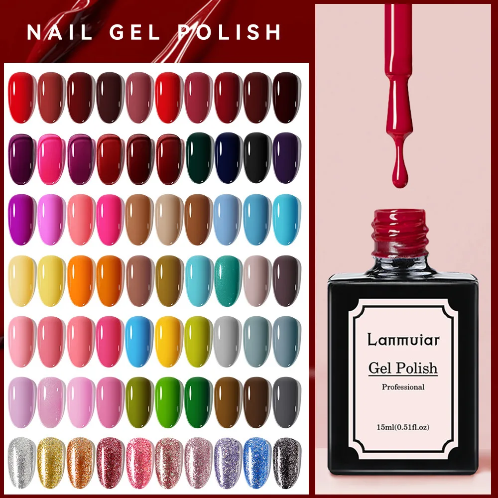 

Lanmuiar 10ml Gel Nail Polish Red Nude Nail Gel Varnish Semi Permanent Solid Nail Gel Soak Off UV Lamp Gel for Base Top Coat