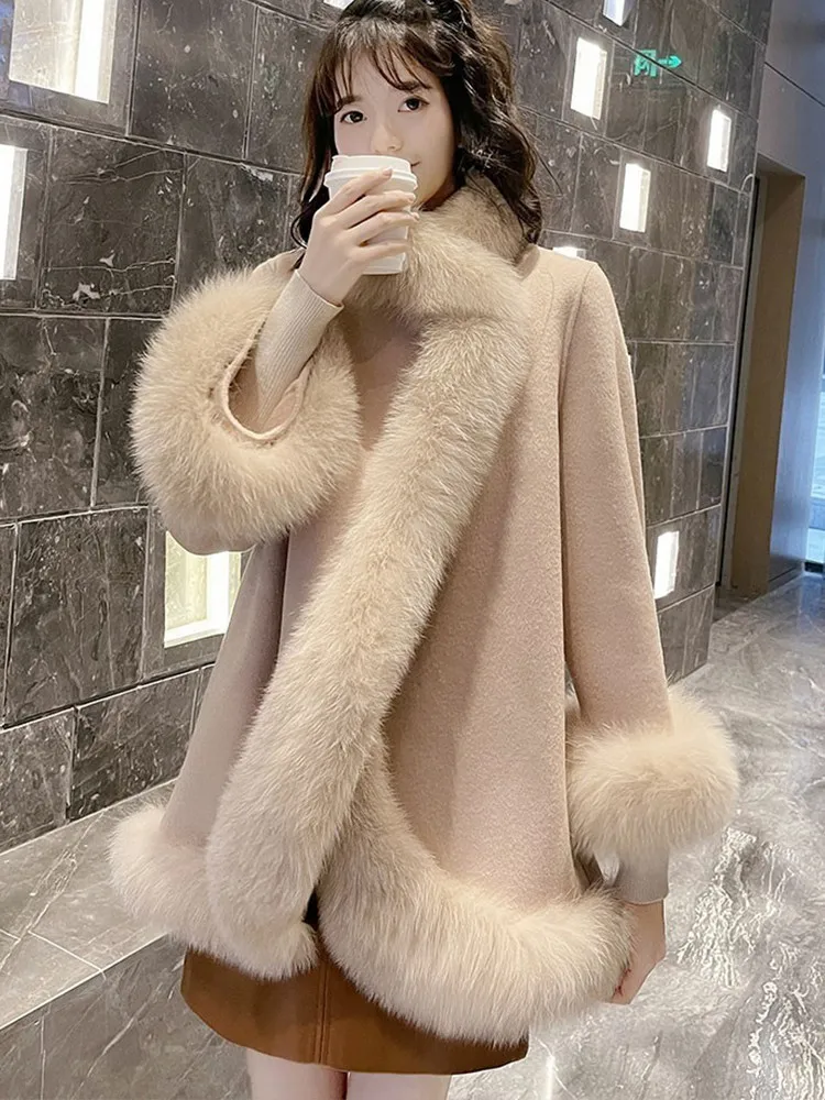 Loose cape shawl plush coat young