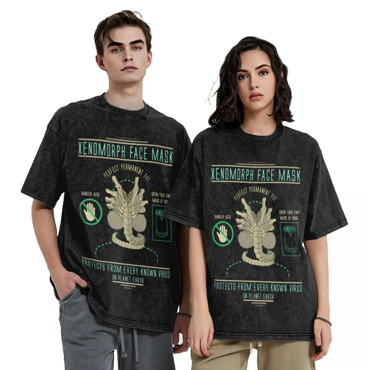 Футболка Xenomorph с изображением маски инопланетянина ромуса фильма ужас потертая
