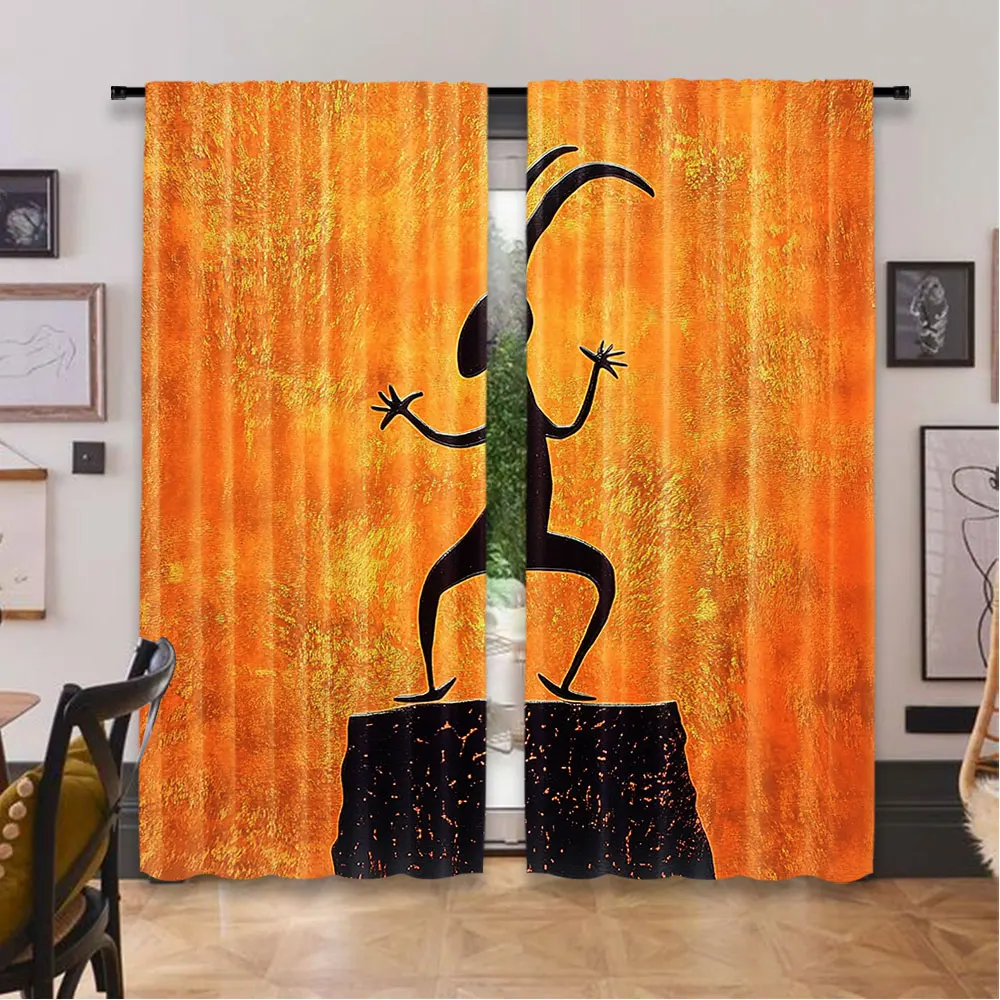 2 шт. ретро занавеска в этническом стиле с изображением танцующего персонажа
