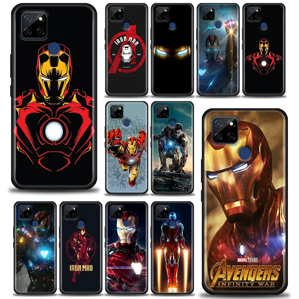 

For Realme C1 C2 C21Y C25 C12 Case Silicone Back Cover Iron Man Logo Phone Case For OPPO Realme GT 5G GT2 Neo2 Coque