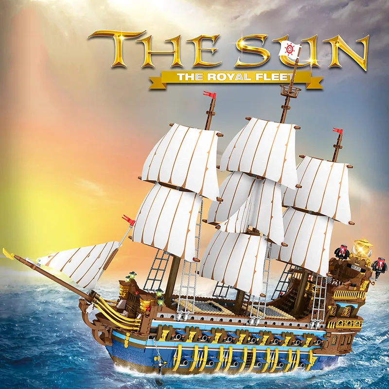

Building Blocks Ship Model Large-scale Pirate Ship Royal Sunshine Superior Diffculty Assemble MOC Toys for Kids Birthday Gift
