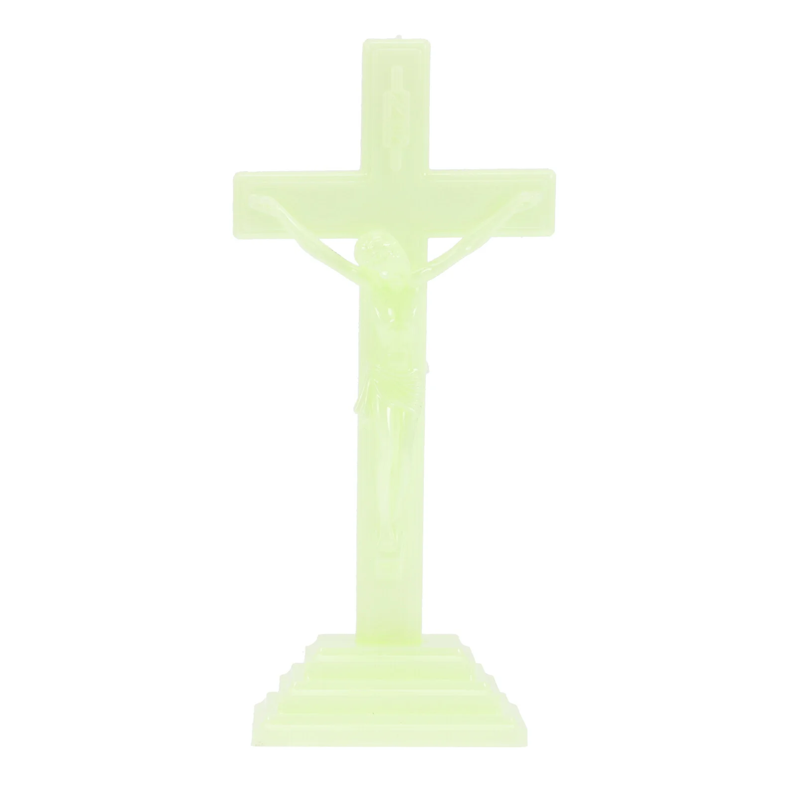 

Luminous Jesus Church Adornment Home Accents Decor Desktop Decoration Cross Figurine Prayer