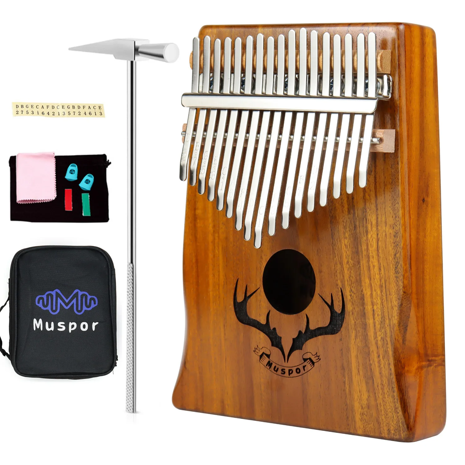 

Muspor 17 Keys Lobular Acuminata Wood thumb harp Kalimba Kalimba Professional Performance Grade (Reindeer Horn)