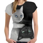 Лидер продаж 2022, забавная футболка с 3D-принтом милого кота в стиле Харадзюку с животными, круглым вырезом и короткими рукавами для мужчин и женщин, модная повседневная футболка