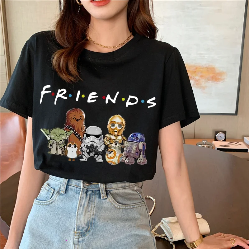 

Disney men's and women's short-sleeved Mandalorian new movie funny cartoon T-shirt Kawaii Yoda Star Wars T-shirt hip-hop top