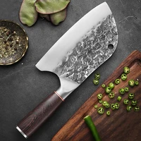 forged butcher knife traditional hammer stainless steel knife chefs chopper cooking handmade kitchen knives with knife sheath