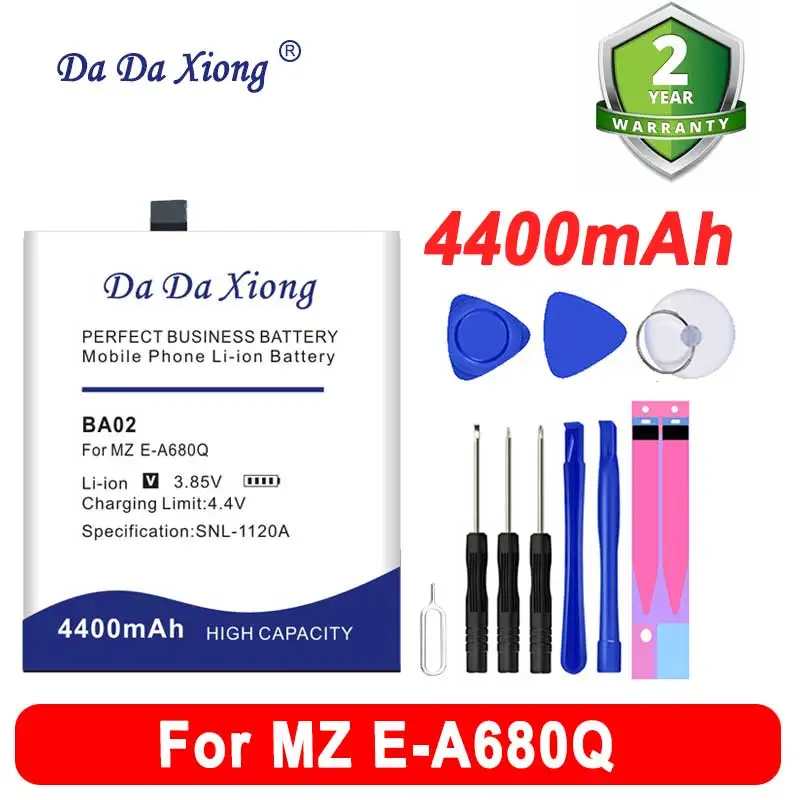 100% Оригинальный аккумулятор 4400 мАч BA02 для Meizu Meizy A680Q E-A680Q M3E A680Q