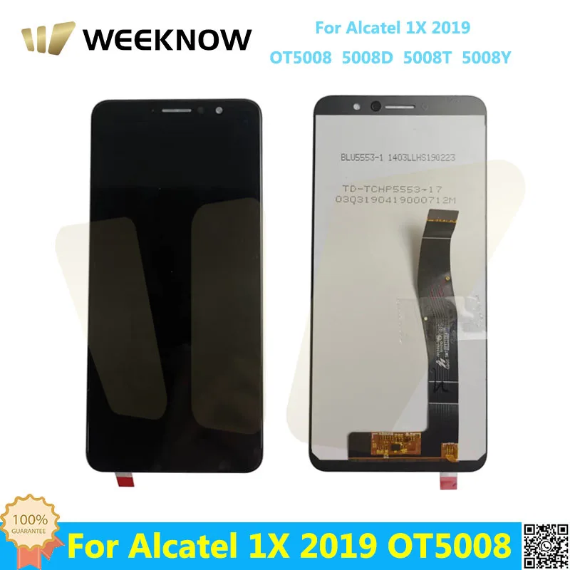 AAA +++ 100% протестированный ЖК-дисплей для Alcatel 1X 2019 5008 OT5008, сенсорный экран, дигитайзер, ЖК-дисплей в сборе, Замена для Alcatel 5008D