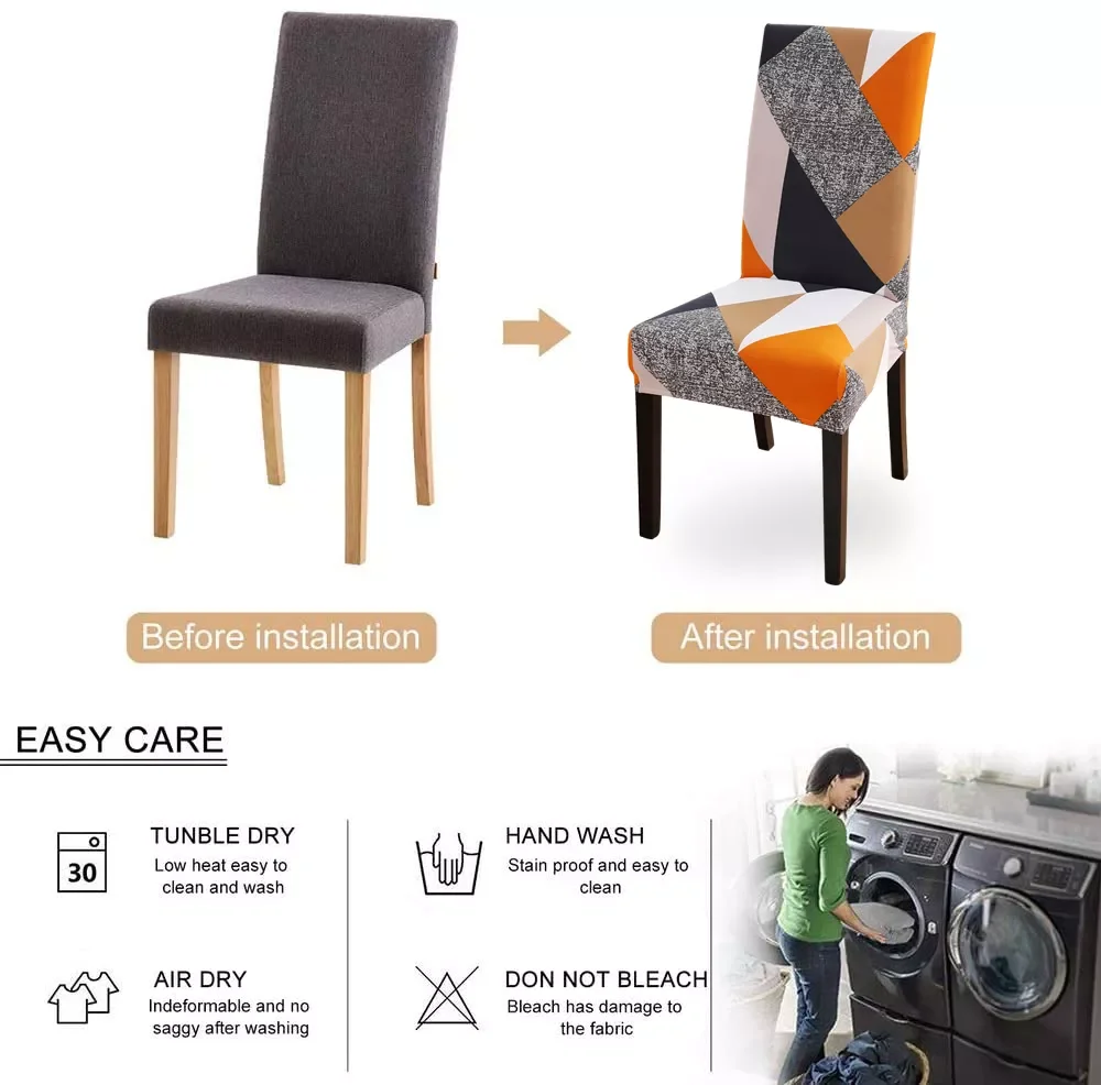

Removable Washable Dining Chair Protector Cover Seat Slipcover for Dining Room,Ceremony,Banquet Wedding Party 1PC