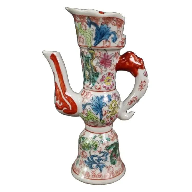 

China Old Porcelain Pastel Dragon Phoenix Auspicious Pattern Holding Pot