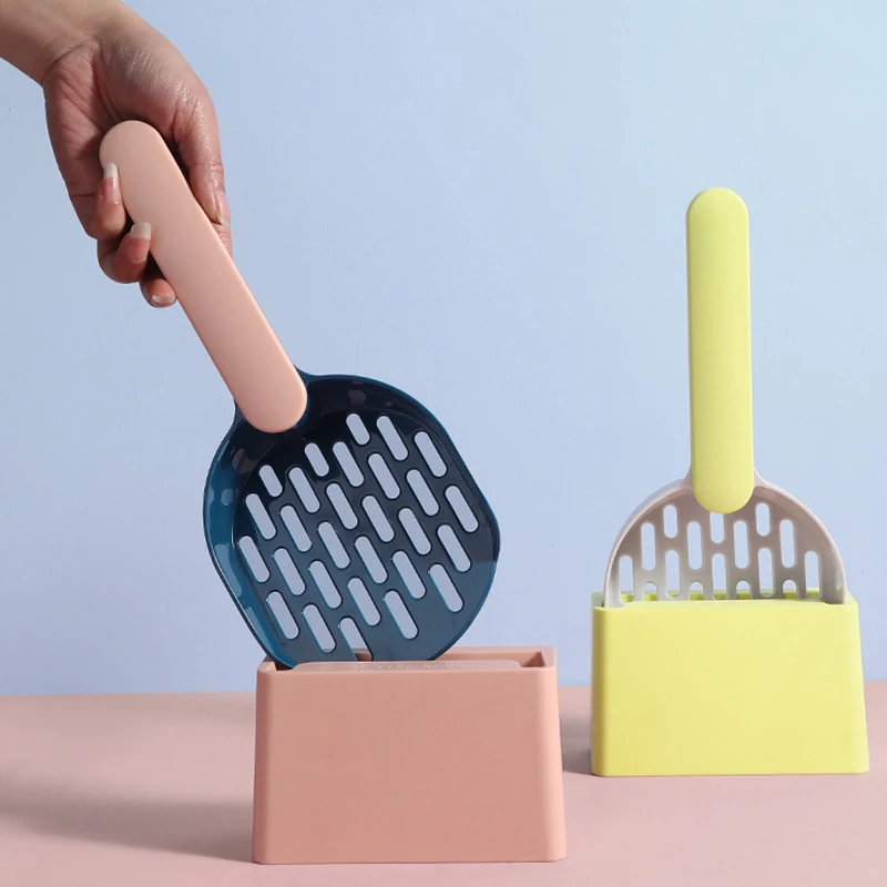 Cleaner Shovel Cat Litter Shovel Plastic Cats Poop Scoop with Base Pet Tool