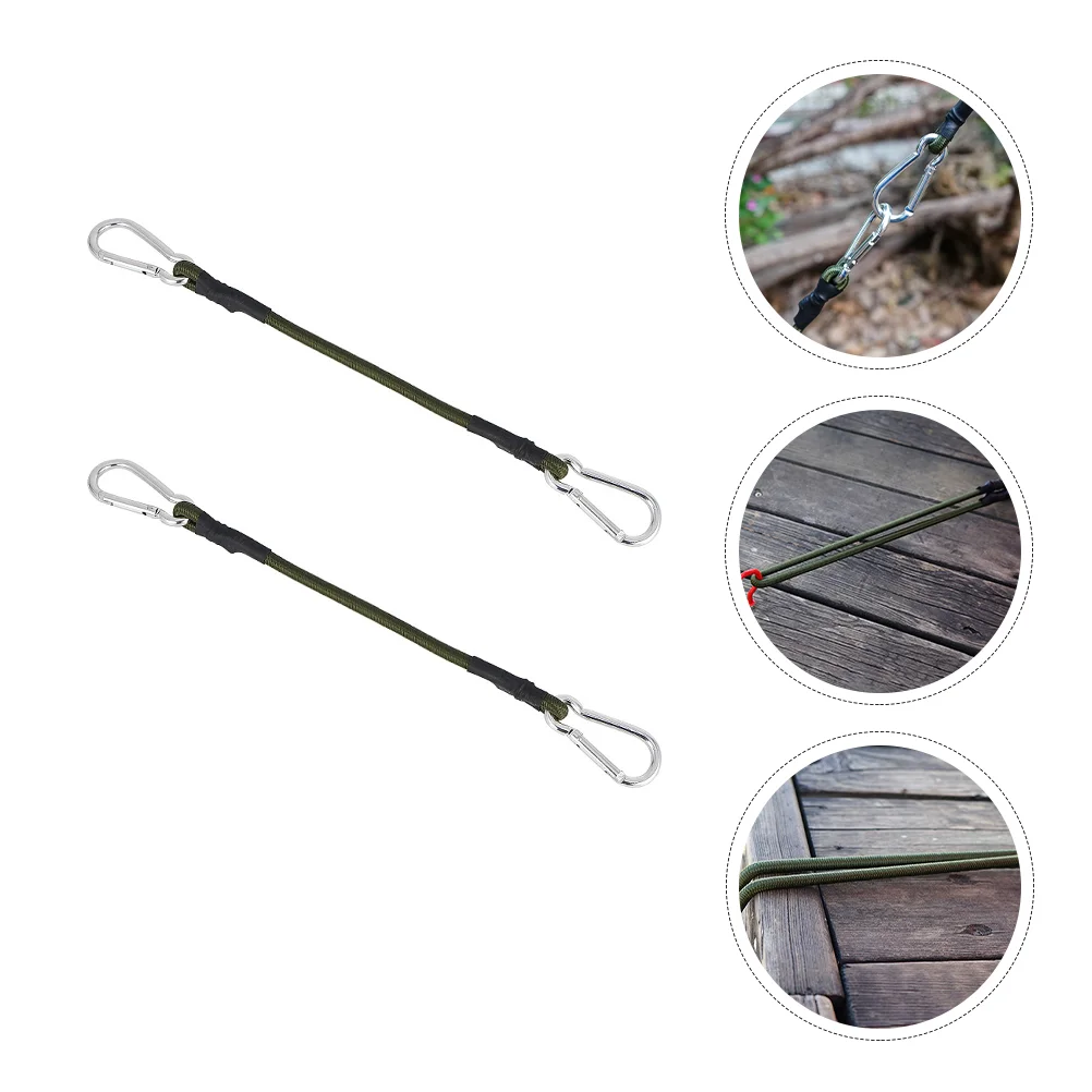 

2 Pcs Carabiner Elastic Cord Tent Luggage Tie Fixed Rope Stretch Aluminum Alloy