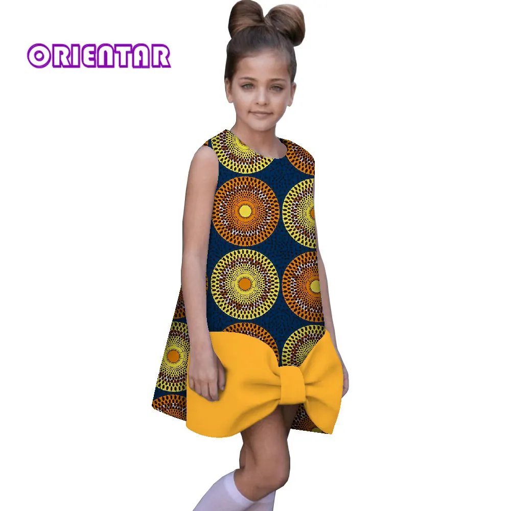 

Детское летнее платье без рукавов, в африканском стиле, с бантом, WYT585