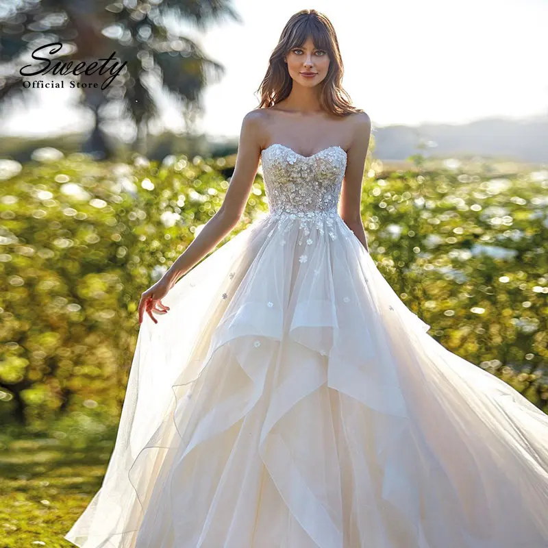 

Luxury Wedding Dress 2023 Gauze With Beading A-Line Ball Gown High-Neck Full Sleeve Bride Dress Vintage Button Vestido De Novia