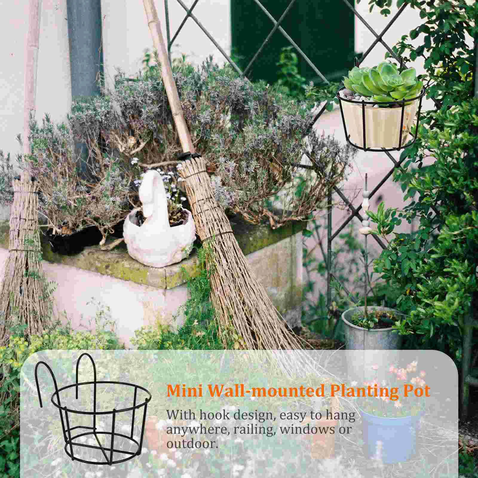 

Hanging Flower Holder Planter Fencepot Railing Balcony Basket Over Baskets Hanger Deck Stand Rail Planters Iron Wall Potted