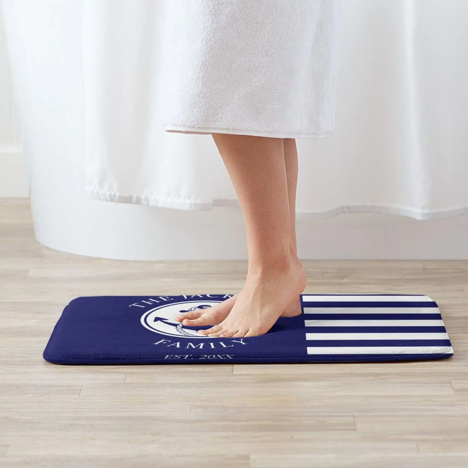 Темно-синий белый якорь морские дверные коврики кухонные мягкие для ванной
