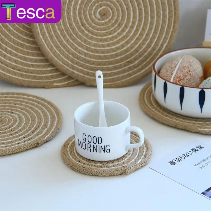

Placemats Coaster Heat Insulation Retro Hand-woven Home Table Plate Bowl Mat Dining Table Japanese Casserole Mat Home Table Mat