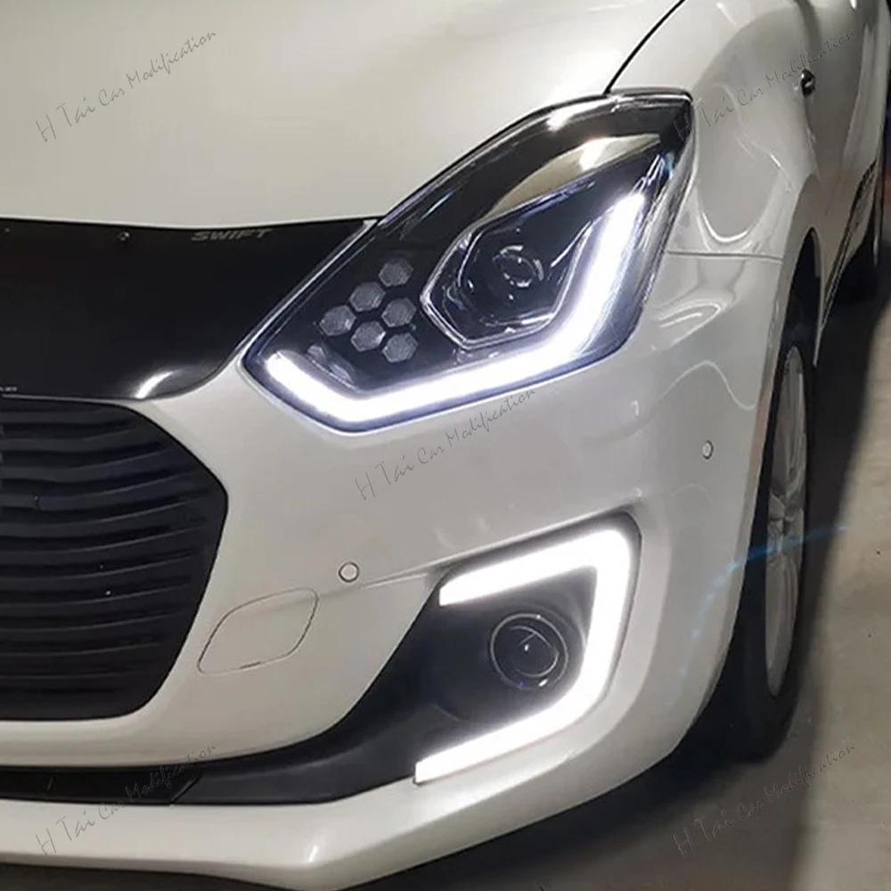 Фото Пара светодиодных фар для Suzuki Swift 2017-2024, передние фары в сборе, дневные ходовые огни, ближний и дальний свет, указатели поворота, автомобильные световые блоки. №4