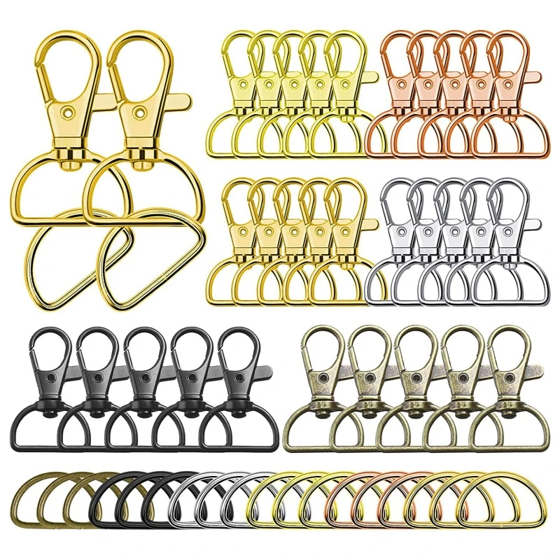

X6HD Swivel Snap Hooks Key Rings Metal Swivel Lobster Claw Clasps 6 Color Attach to Backpack Handbag Purse Dog Collars 120pc