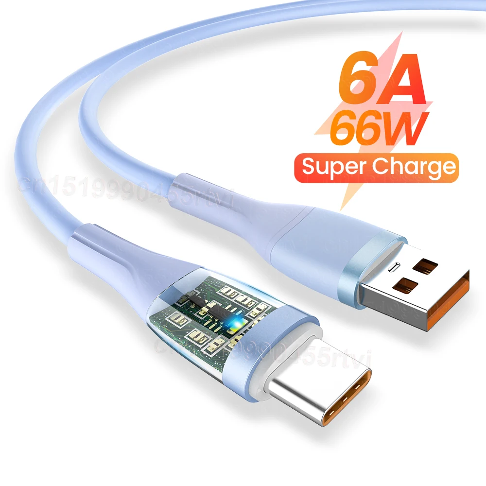 

6A USB To Type C Cable For Huawei P30 Pro USB C Fast Charging Cable 6A Phone Data Cord USBC Type-C Quick Charge Wire For Samsung