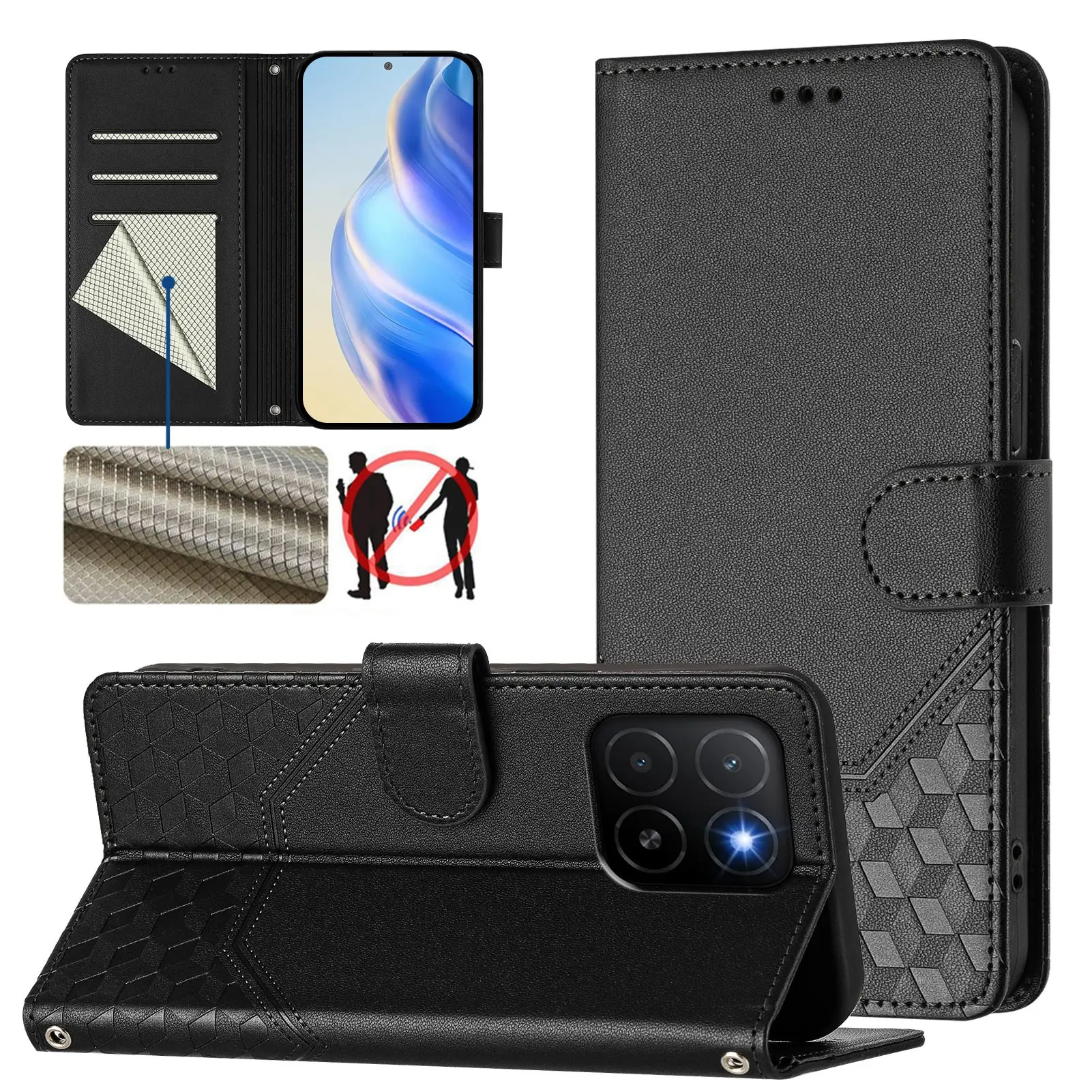 3D кожаный чехол-книжка для Huawei Honor X5c X6b X7a X8b X8c X9c X9d X30 X40i Magic 5 6 8 Pro с отделениями для карт и откидной крышкой (art.: 3920dd01d0ea3) - 3920dd01d0ea3