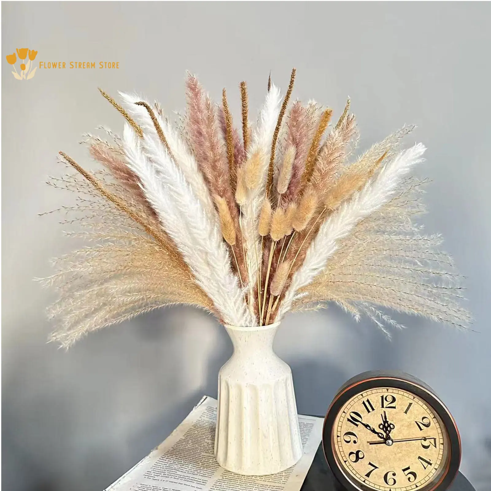 

Natural Dried Pampas Grass Bouquet Pompous Flower for Boho Wedding Decorations Dry Floral Arrangements for Vase Living Room Deco