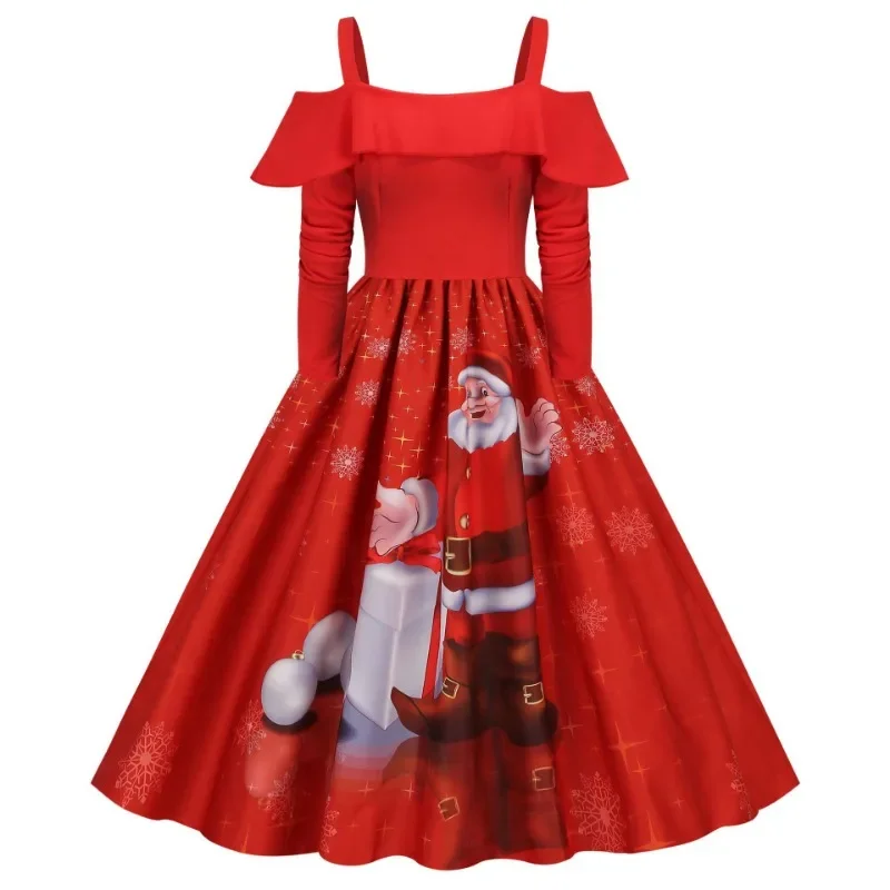 Зимние рождественские вечерние платья в стиле ретро женский халат 2024 осеннее